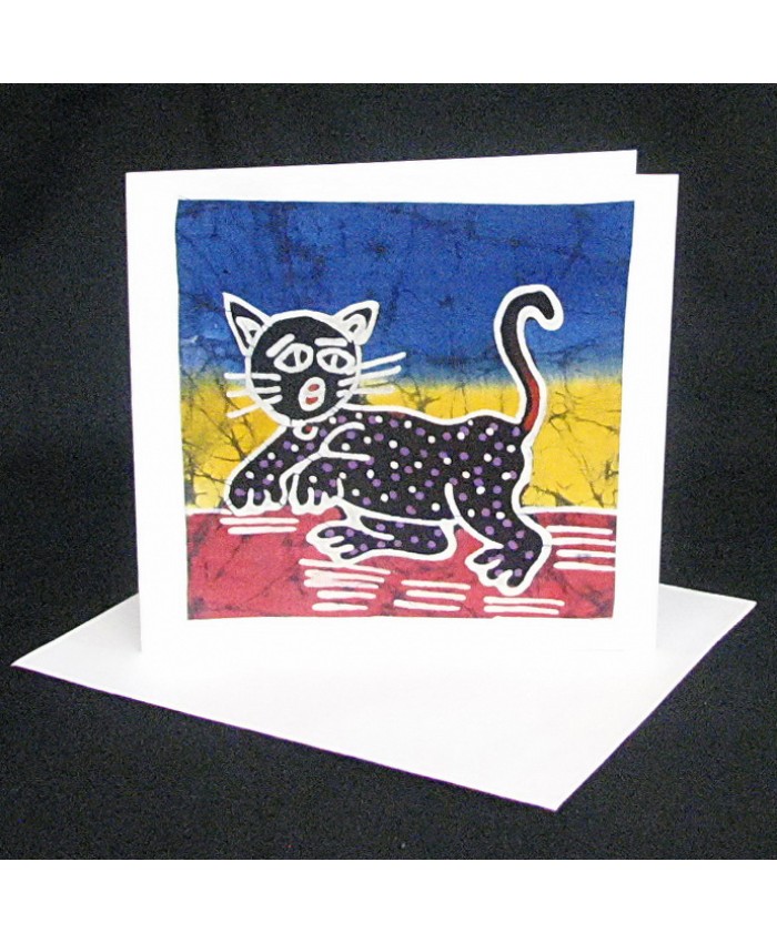 Sneaky Cat Batik Card